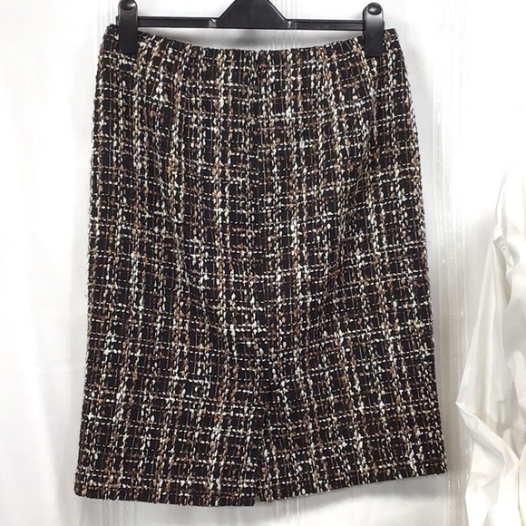 Talbots Dresses & Skirts - 🍂TALBOTS Black Brown Cream Gold Tweed Lined Back Zip Knee Length